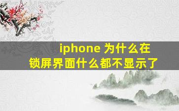 iphone 为什么在锁屏界面什么都不显示了